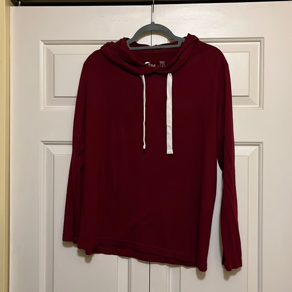 ZYIA Tops Zyia Cranberry Boyfriend Lounge Sweatshirt Poshmark